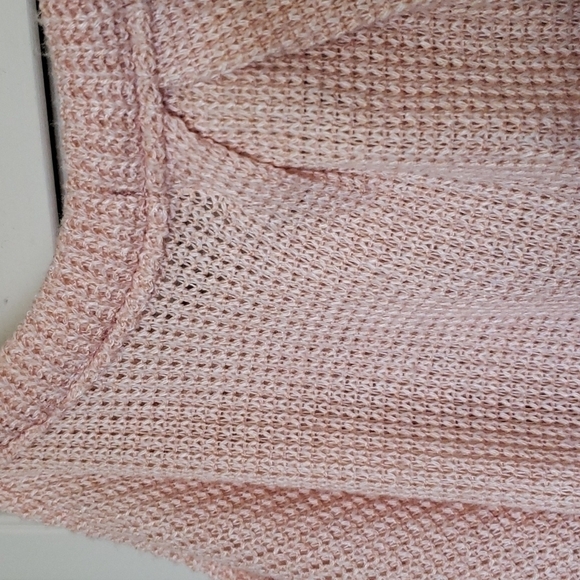 ANTHRO Deletta Oversized Cold Shoulder Waffle Knit Sweater Top, Small, Peach - Picture 8 of 13